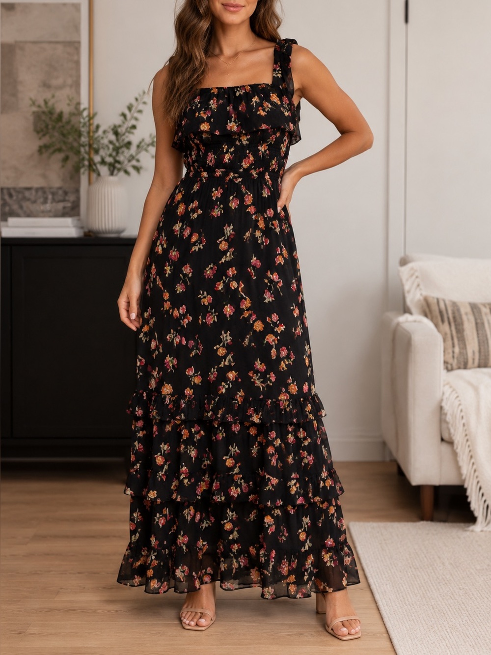 Floral Black Maxi Dress